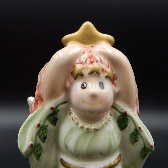 Fitz and Floyd Moonbeams Christmas Angel Taper Candle Holder Candlestick Ceramic - Picture 7 of 12